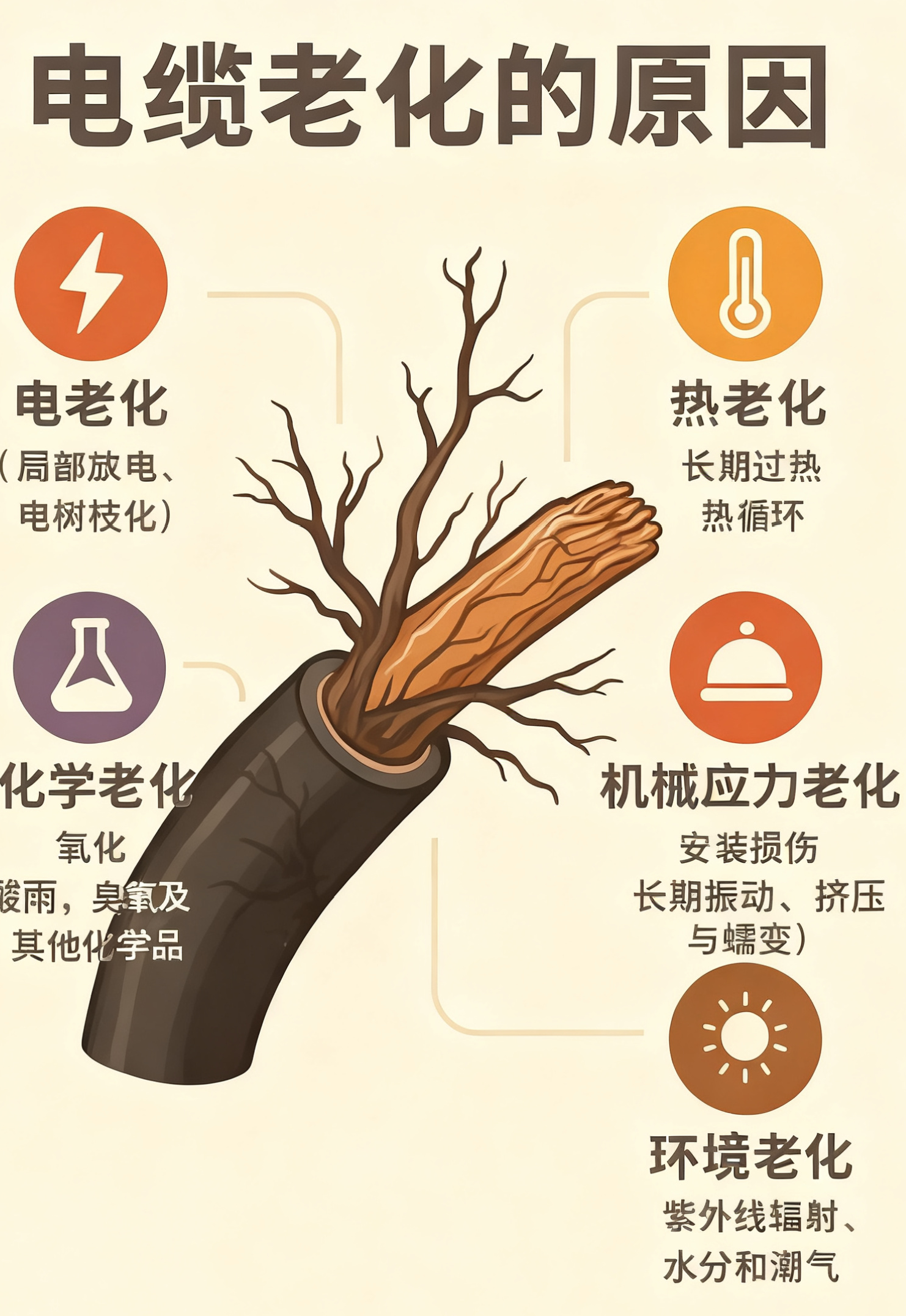 电缆绝缘层为什么会老化？？？？？五个最常见的缘故原由